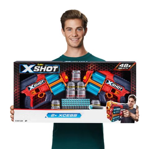  Bộ đồ chơi phóng thanh xốp mút Xcess X-Shot (2 bệ phóng, 5 lon , 48 thanh mút) - 36438 