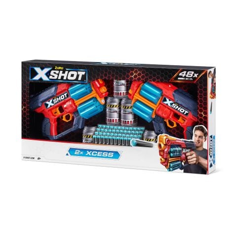  Bộ đồ chơi phóng thanh xốp mút Xcess X-Shot (2 bệ phóng, 5 lon , 48 thanh mút) - 36438 