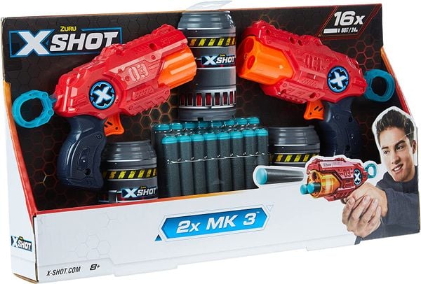 Đồ chơi phóng thanh xốp mút MK 3 X-Shot (2 bệ phóng, 3 lon, 12 thanh mút) - 36432 