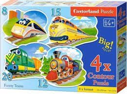  Xếp hình puzzle đoàn tàu vui vẻ 4 bộ 8/12/15/20 mảnh CASTORLAND B-043033 