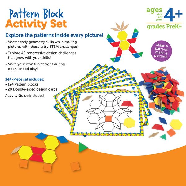  LEARNING RESOURCES 6134 PATTERN BLOCK Activity Center DESIGN AND DISCOVER 