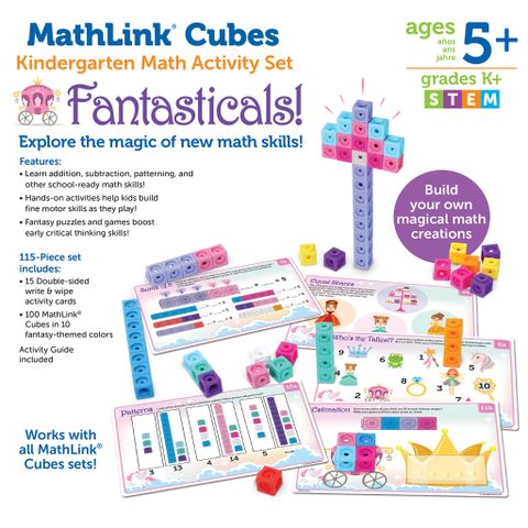  Đồ chơi toán học 5 tuổi Learning Resources MathLink Cubes Kindergarten Activity Set: Fantasticals! 