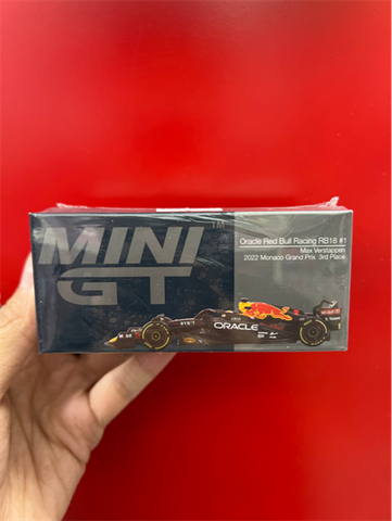 Xe mô hình MINI GT 1/64 Oracle Red Bull Racing RB18 2022 3rd Place Winner #1 Monaco Grand Prix Max Verstappen 