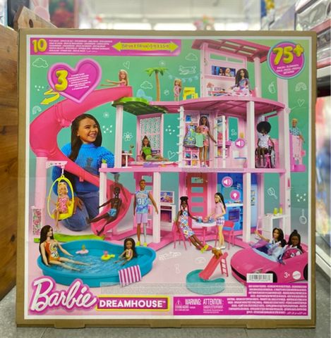  HMX10 Barbie Dreamhouse Pool Party Doll House with 75+ pc, 3 Story Slide 