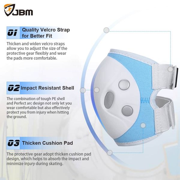 B016U1CULO - Bộ bảo vệ tay chân bọc nhựa màu xanh dương nhạt JBM