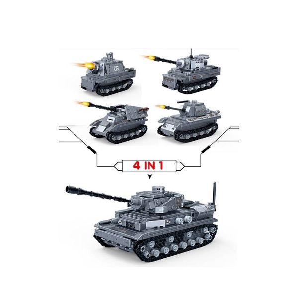 Lắp ráp quân sự 4 trong 1 836 chi tiết 8720 GUDI ​​​​​​​-1