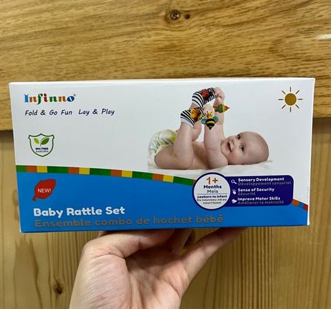  Đồ chơi lục lạc B0B21ZM7LJ - Infinno Baby Wrist Rattle Socks and Foot Finder Set 