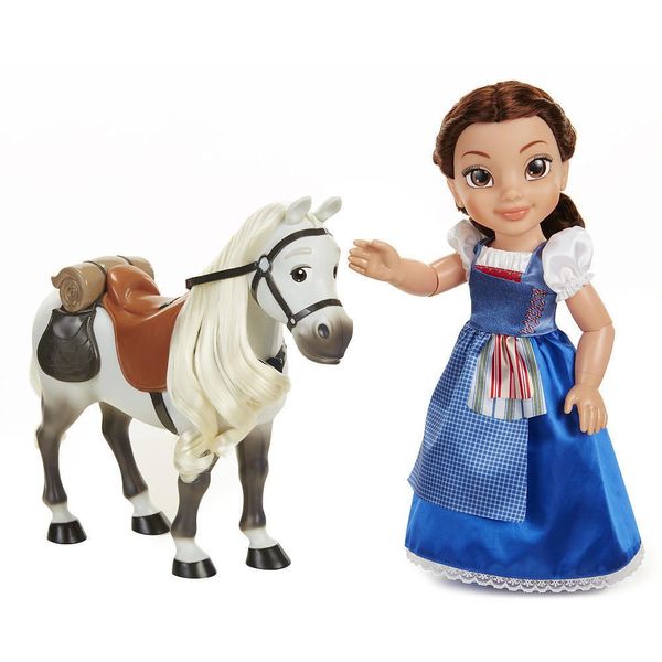  Disney Beauty and the Beast Belle Blue Dress Doll with Philippe Horse 