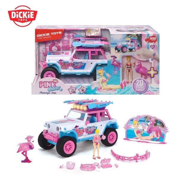  203185000 Đồ Chơi Xe Đi Biển DICKIE TOYS Pink Drivez Flamingo Jeep 