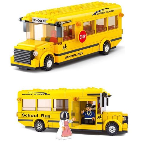  M38-B0333 Lap rap xe bus va truong hoc Sluban 