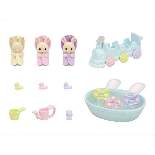 23win08 com phụ kiện Sylvanian Family MILK RABBIT TRIPLETS & BATH SET DF-22 Calico Critters