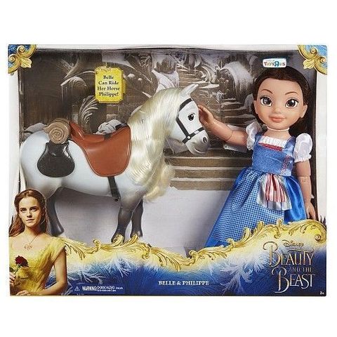  Disney Beauty and the Beast Belle Blue Dress Doll with Philippe Horse 