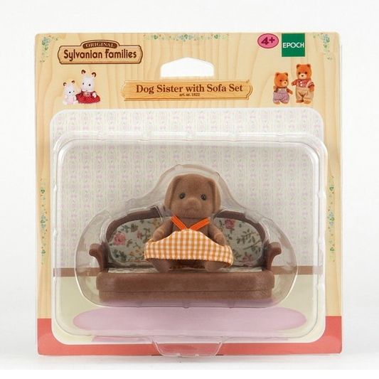 Sylvanian Families 1822 Chị Chó Nâu Dog Sister with Sofa