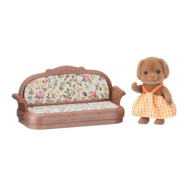 Sylvanian Families 1822 Chị Chó Nâu Dog Sister with Sofa