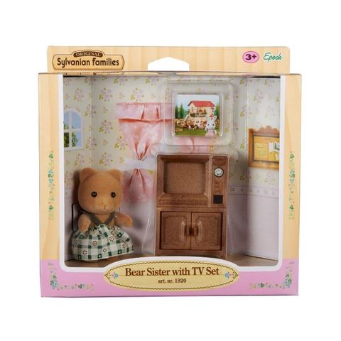  Sylvanian Families Gấu nhỏ và chiếc tivi - Bear Sister with TV set 