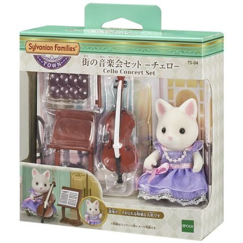  Búp bê Sylvanian Families TS-04 Mèo váy tím và Violin Cello Concert Set 