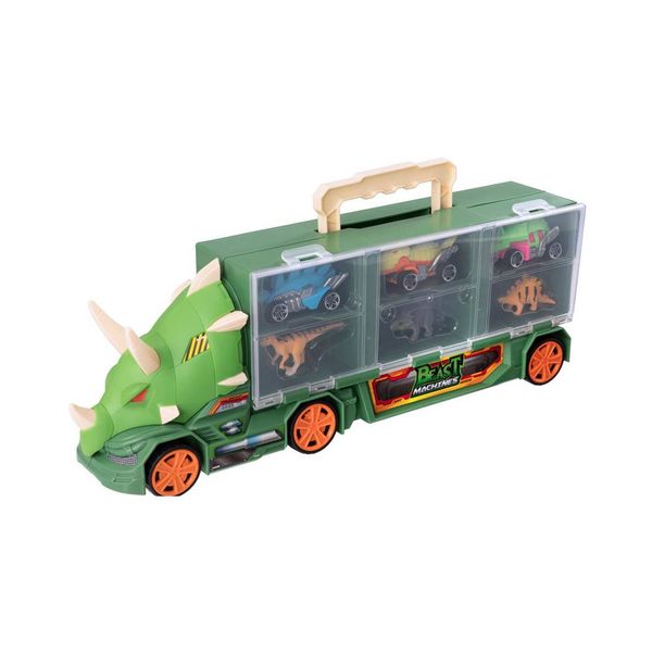  23win08 com xe tải đầu khủng long Beast Machines vận chuyển kèm 3 xe + 3 khủng long Teamsterz 