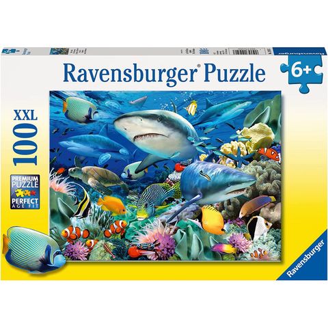 Tranh ghép Ravensburger Puzzle Shark Reef 100 mảnh XXL 