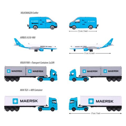  212057289 Xe Mô Hình MAJORETTE MAERSK Transport Vehicles 