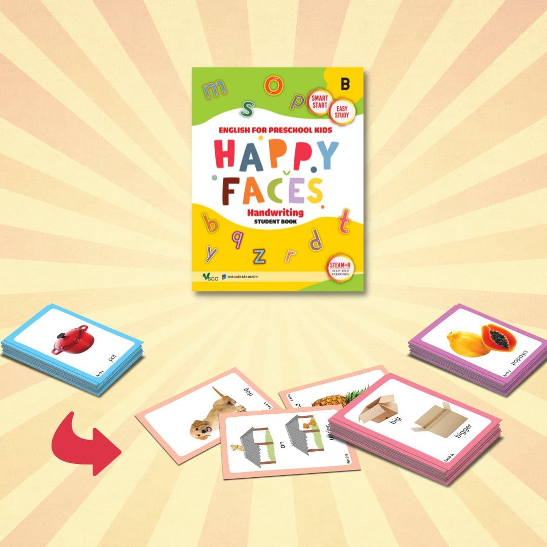  Thẻ học (Flashcards) Happy Faces bộ B 