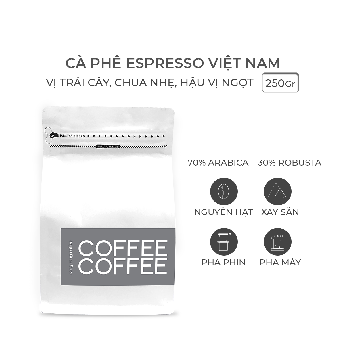  Cà Phê Định Kỳ Nguyên Chất Pha Espresso - Bean'n Cream Rang Rang Coffee 200g 