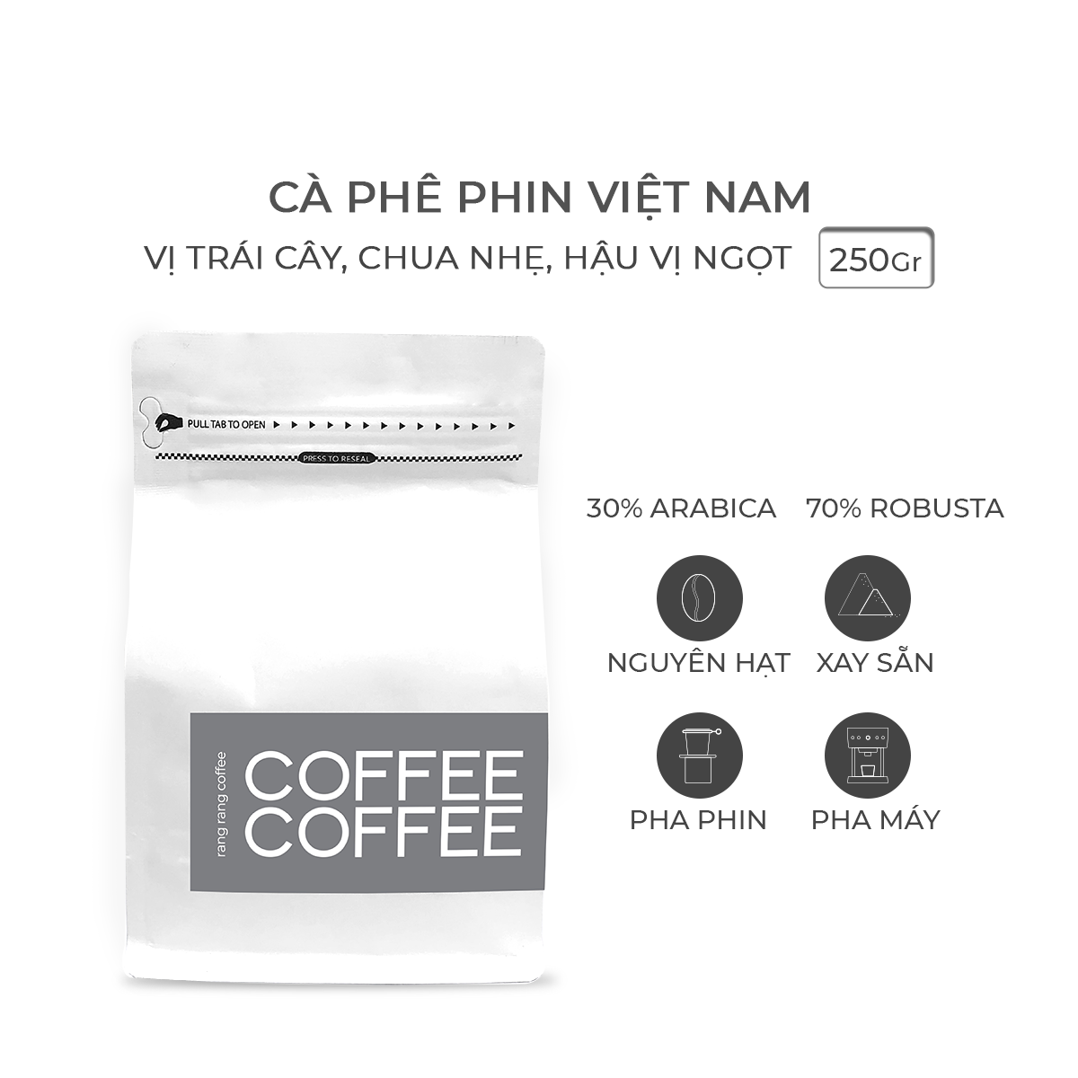  Cà Phê Định Kỳ Nguyên Chất Pha Phin - Black'n Brown Rang Rang Coffee 200g 