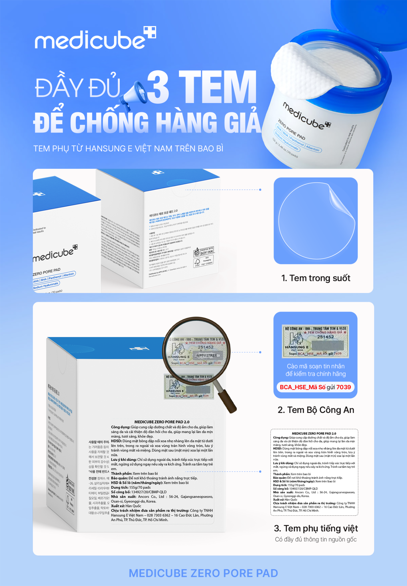  Toner Zero Pore Pad 2.0 - 155gr/ 70 miếng 