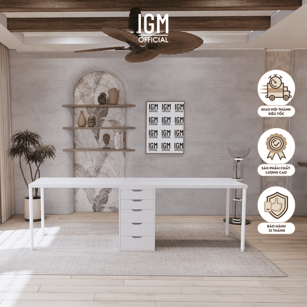 Bàn làm việc IKEA 1 Hộc tủ 2 chỗ ngồi chất liệu gỗ MDF