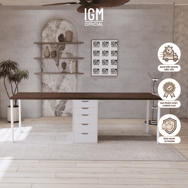 Bàn làm việc IKEA 1 Hộc tủ 2 chỗ ngồi chất liệu gỗ MDF