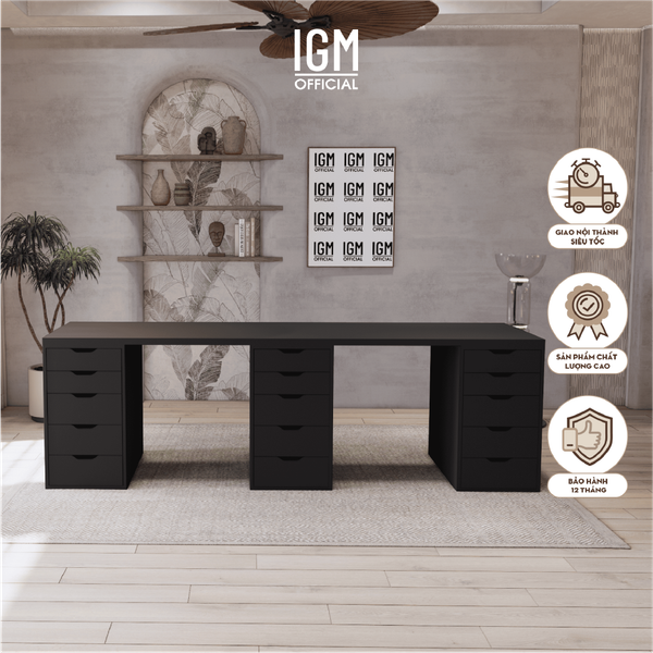 Bàn làm việc IKEA 3 Hộc tủ 2 chỗ ngồi chất liệu gỗ MDF