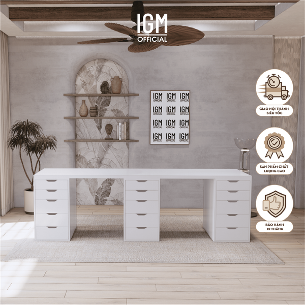 Bàn làm việc IKEA 3 Hộc tủ 2 chỗ ngồi chất liệu gỗ MDF