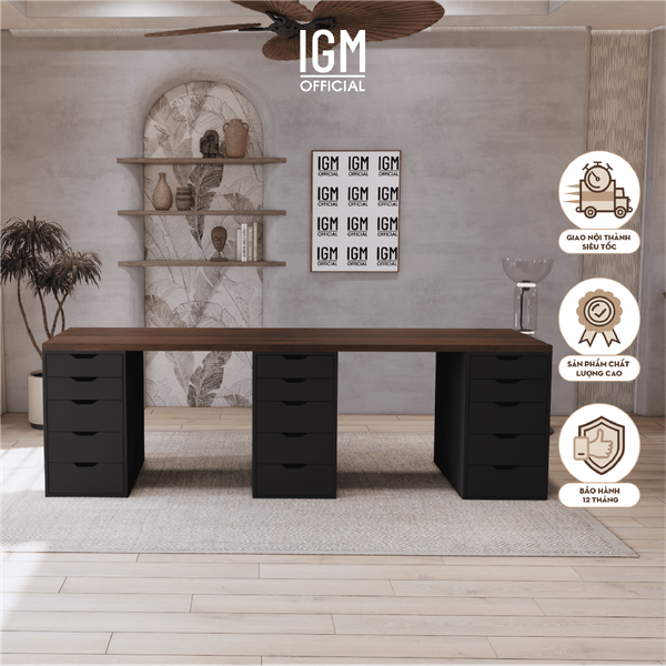 Bàn làm việc IKEA 3 Hộc tủ 2 chỗ ngồi chất liệu gỗ MDF