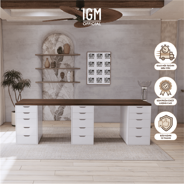 Bàn làm việc IKEA 3 Hộc tủ 2 chỗ ngồi chất liệu gỗ MDF