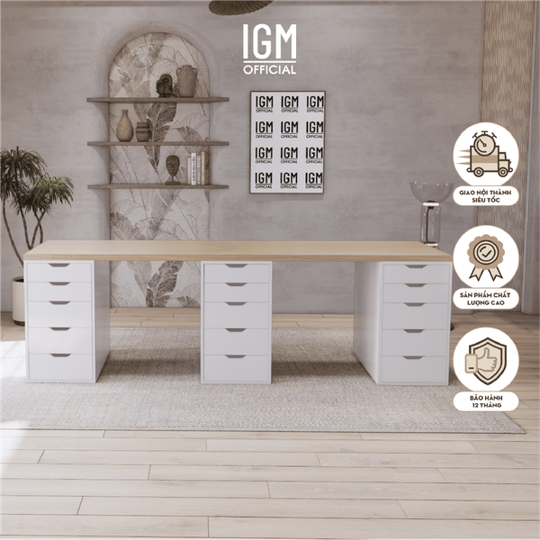 Bàn làm việc IKEA 3 Hộc tủ 2 chỗ ngồi chất liệu gỗ MDF