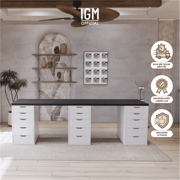 Bàn làm việc IKEA 3 Hộc tủ 2 chỗ ngồi chất liệu gỗ MDF
