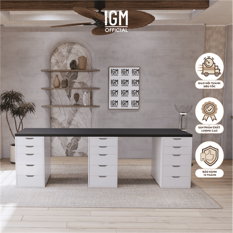 Bàn làm việc IKEA 3 Hộc tủ 2 chỗ ngồi chất liệu gỗ MDF