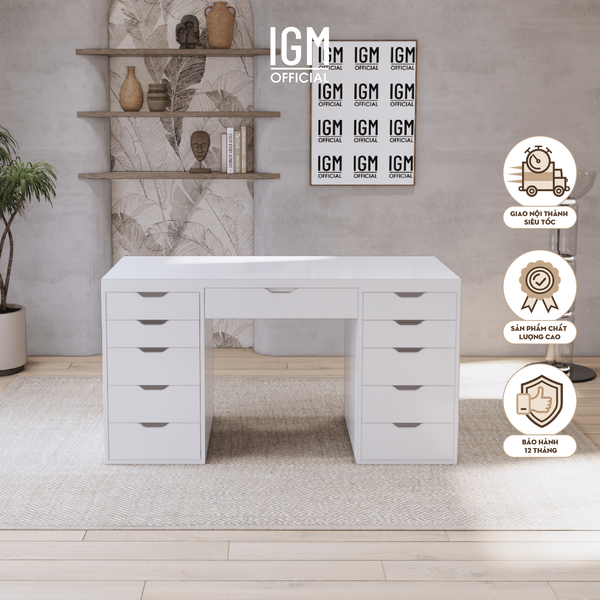 Bàn làm việc hai tủ kết hợp ngăn kéo - Kích thước tùy chọn.