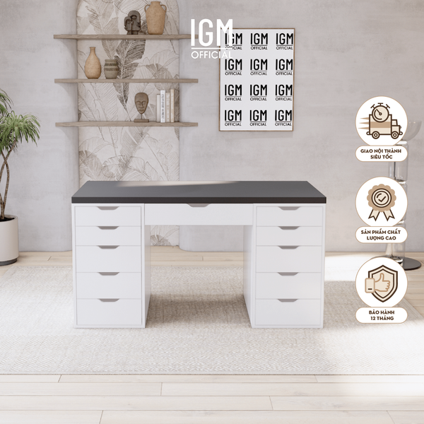 Bàn làm việc hai tủ kết hợp ngăn kéo - Kích thước tùy chọn.