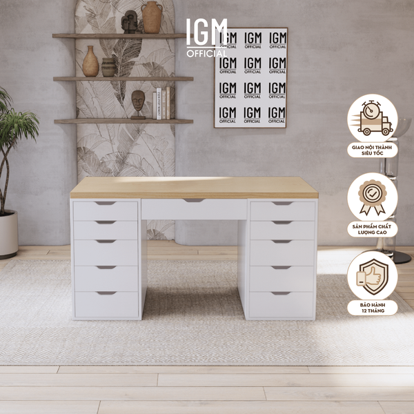 Bàn làm việc hai tủ kết hợp ngăn kéo - Kích thước tùy chọn.