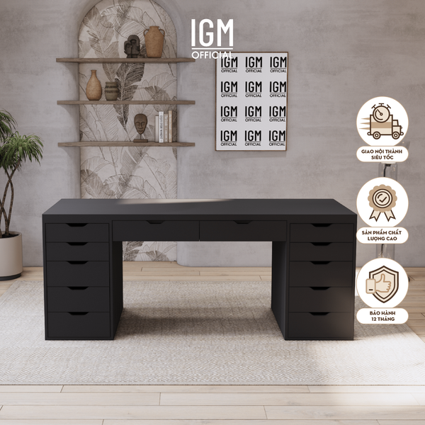 Bàn làm việc hai tủ kết hợp ngăn kéo - Kích thước tùy chọn.