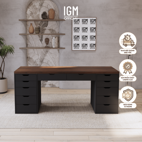 Bàn làm việc hai tủ kết hợp ngăn kéo - Kích thước tùy chọn.