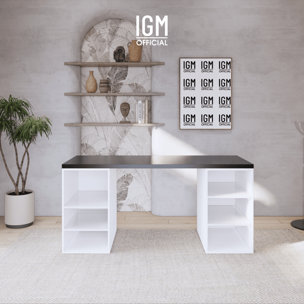 Bàn ngang 2 hộc tủ có ngăn để đồ (không cánh, không ngăn kéo).