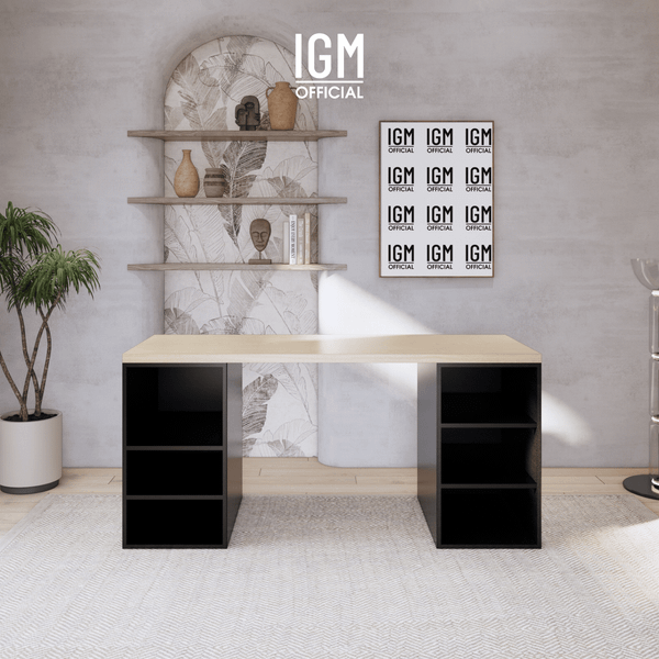 Bàn ngang 2 hộc tủ có ngăn để đồ (không cánh, không ngăn kéo).