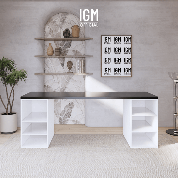 Bàn ngang 2 hộc tủ có ngăn để đồ (không cánh, không ngăn kéo).