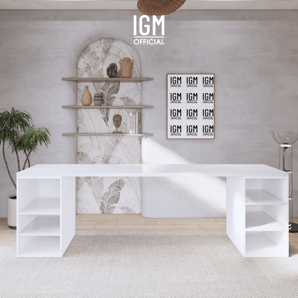 Bàn ngang 2 hộc tủ có ngăn để đồ (không cánh, không ngăn kéo).