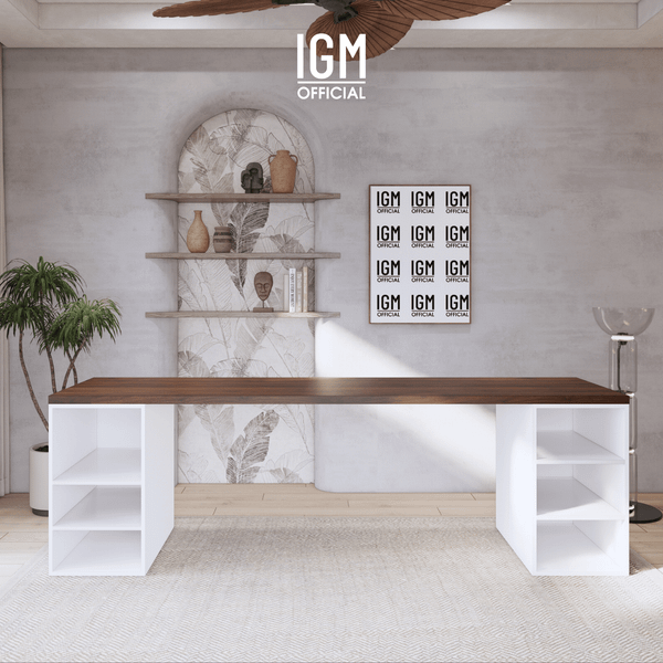 Bàn ngang 2 hộc tủ có ngăn để đồ (không cánh, không ngăn kéo).