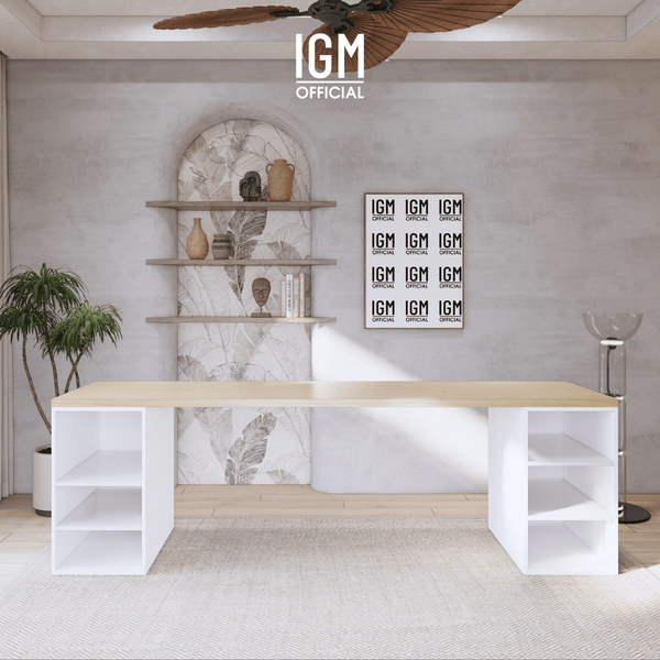 Bàn ngang 2 hộc tủ có ngăn để đồ (không cánh, không ngăn kéo).