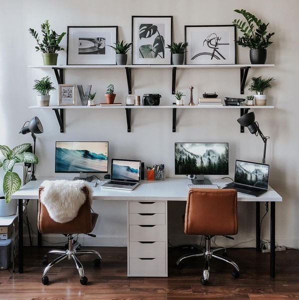 Bàn IKEA 1 Hộc tủ Trắng 2 Chỗ Ngồi  (Mặt bàn MDF - Màu Trắng)