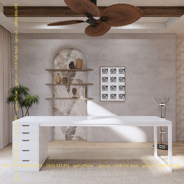 Bàn IKEA 1 Hộc tủ Trắng (Mặt bàn MDF - Màu Trắng)