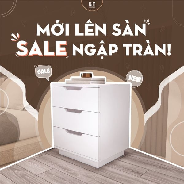 Kệ Tủ Đầu giường Cao 60cm Rộng 50cm Sâu 40cm Chất liệu Gỗ MDF phủ Melamine